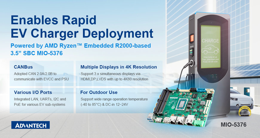 Advantech Releases MIO-5376 3.5” SBC for Accelerating EV Charging Stations Deployment